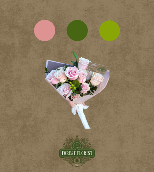 One Dozen Pink Rose Bouquet