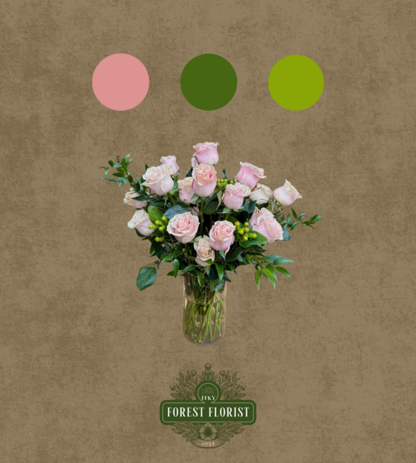 Two Dozen Pink Rose Vase